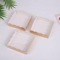 Boîte cadeau en papier kraft pour dessert et en-cas avec couvercle en plastique transparent