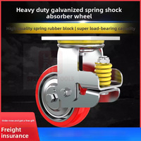 Roda Putar Speedone Heavy Spring Shock-Absorbing 4-8 Inch, Roda PU Tahan Aus Inti Baja Tanpa Rem