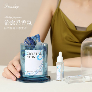 Fundag Crystal Stone Aromatherapy Diffuser Large Golden Bell Cover Gift Set Natural Fragrance Home Bedroom Use - Product Image 3