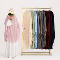 Khimar Maxi Chiffon Islami MEXIZO yang Elegan Berlapis dengan Belahan Samping dan Penutupan Panjang untuk Wanita Muslim, Pakaian Modis untuk Sholat