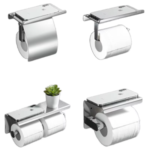 YOTO noir porte-papier hygiénique en acier inoxydable support de rangement pour téléphone rouleau sans poinçon papier toilette serviettes boîtes accessoires de salle de bain - Product Image 5