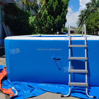 Aufblasbarer Pool mit Drop-Stitch-Technologie, Rechteckig, Tragbar, Oberirdischer Familien-Swimmingpool für den Garten