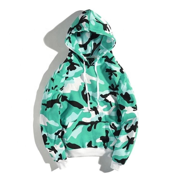 Groothandel Camouflage Hoodie Voor Mannen En Vrouwen Met Eigen Logo Custom Tri-Blend Lichtgewicht Polyester Kangoeroe Zak Gevoerde Capuchon