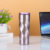 Tasse à café en spirale Sakura en acier inoxydable, 500ml, couleur dégradée lavande, tasse à café Thermos, tasse isolante, bouteille d'eau