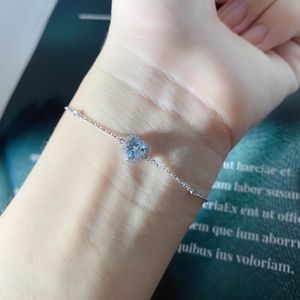 Xinfly 18k Solid White Gold Woman's Diamond Aquamarine <b>Gemstone</b> Heart <b>Bracelet</b> with Bezel Setting for Anniversary - Product Image 4