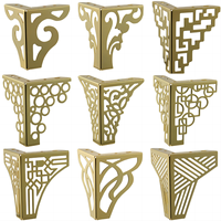 Accessoires de Quincaillerie Pieds de Meuble Dorés en Laiton Poli pour Armoire, Canapé, Lit et Support (Motif Fleur)