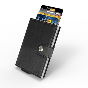 Custom Minimalist Anti-Theft <b>RFID</b> <b>Blocking</b> Business Card Short <b>Wallet</b> Holder Open Closure Type Magnetic Nylon Lining Large PU - Product Image 5