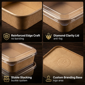 Boîte à pâtes en papier Kraft recyclable boîte à lunch commerciale étanche haute qualité fruits ménagers <span class=keywords><strong>sushi</strong></span> conteneurs à emporter - Product Image 2