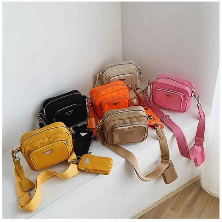 Luxury Brand Purses Lady Nylon Handbags Canvas Womens Handbag for Women Crossbody Bag 2023 Wide Shoulder Strap Messenger Bags