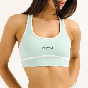Nuovo Design Abbigliamento Sportivo Donna: Reggiseno Sportivo con Scollo a U, Colori a Contrasto, Logo Personalizzato, Spalline Incrociate Regolabili per Palestra e Yoga - Product Image 1