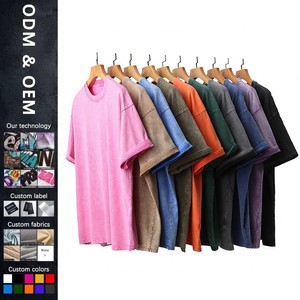 T-shirt Oversize da Uomo <span class=keywords><strong>con</strong></span> Lavaggio Vintage, 230g 260g, 100% Cotone, Stile Retrò Streetwear <span class=keywords><strong>con</strong></span> Spalle Cadenti, Vestibilità Ampia, Grammatura Pesante, Tinta Unita - Product Image 1