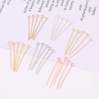 Épingles à tête en laiton plaqué or véritable 18 carats, épingles à œil, épingles en T, épingles en forme de 9, en vrac, inaltérables, pour la fabrication de bijoux DIY
