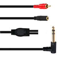 Câble adaptateur RCA mâle coudé à 90 degrés 6,35 mm mono vers double canal 3,5 mm pour microphone, mixeur, amplificateur