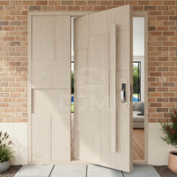 Puerta de Entrada de Madera Sólida Moderna Personalizada de Fábrica China, Puerta Exterior de Madera Sólida para Casa