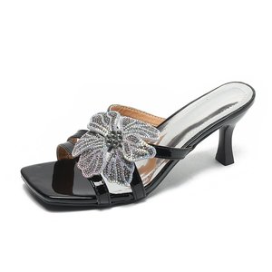 2666 Nuevas Sandalias de Tacón Alto con Flores de Diamantes para Mujer, Estilo Europeo y Americano, Versátiles, Sexys y Elegantes - Product Image 2