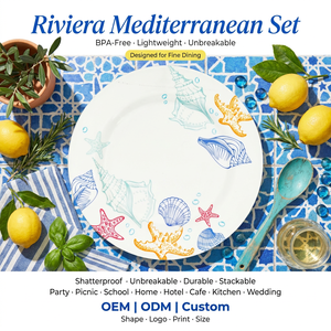 Assiette Ronde Plate Blanche 8'' en Mélamine Motif Coquillage Étoile de <span class=keywords><strong>Mer</strong></span> OEM ODM pour Service de Restaurant, Grillades et <span class=keywords><strong>Bar</strong></span> à Fruits de <span class=keywords><strong>Mer</strong></span> - Product Image 1