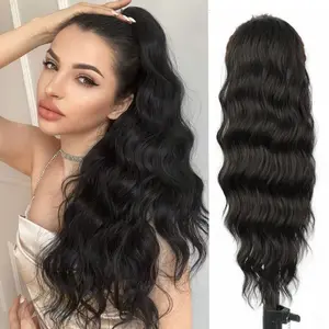 100% Virgin Russia Real Human Hair Ponytails Extensions Wholesale Clip In Human Hair Wrap Around Drawstring Ponytail Human Hair