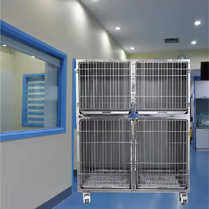 Vật nuôi sử dụng bác sĩ thú y 304 thép không gỉ 4 phòng Cat Dog lồng Pet Ward với truyền đứng và câm bánh xe - Product Image 4