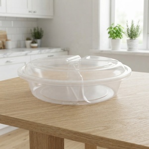HACAMY 3-<b>Compartment</b> Disposable PP Plastic <b>Lunch</b> <b>Boxes</b> with Airtight Lids, Microwave Safe Food Containers - Product Image 1