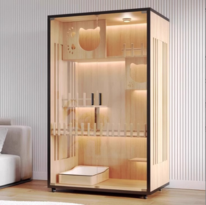 Nuevo Lanzamiento Villa de Lujo Moderna para Gatos de Interior Gran Recinto para Gatos con Ruedas Casas de <span class=keywords><strong>Madera</strong></span> Multifuncionales para Gatos de Interior - Product Image 5