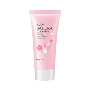 Bán Buôn Makeup Remover Chống Mụn Sâu Làm Sạch Bọt Giữ Ẩm Tự Nhiên Vegan Sakura Tự Nhiên Rửa Mặt Sữa Rửa Mặt