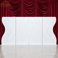 Mur de toile de fond de mariage sur mesure, blanc, avec panneaux ondulés 3D sculptés, modulaires, pour cérémonie, hôtel, banquet, photomaton