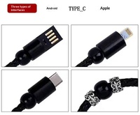 Kabel Data Gelang 15W/Konektor Micro USB/Tipe C Bahan Akrilik Pengisian Cepat Kabel Pengisi Daya Ponsel-Portabel