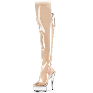 <span class=keywords><strong>Botas</strong></span> por Encima de la Rodilla de 15 cm para Pole Dance, Talla Grande, Estilo Gótico, para Bailarinas Exóticas, Reina de Club Nocturno, Transparentes, de 6 Pulgadas, para Mujer - Product Image 1