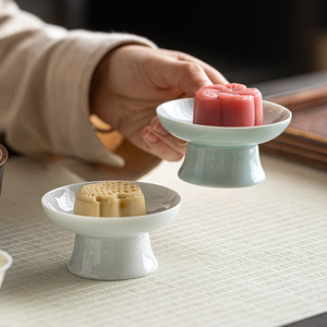 Assiette à thé et à collations rétro chinoise en porcelaine, petit plat à pâtisserie sur pied pour fête, plateau à fruits - Product Image 3