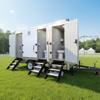 Remorque de toilettes de luxe portable, 5 toilettes, remorques WC à aspiration, remorque de salle de bain mobile, toilettes mobiles de luxe