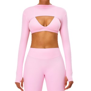 LX Ensemble de sport 4 pièces pour <span class=keywords><strong>femme</strong></span> : Soutiens-gorge de sport Plunge V, <span class=keywords><strong>Bolero</strong></span>, Shorts et Leggings - Product Image 5