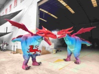 Costume de dragon rouge et bleu avec effet de fumée |   Costume de dragon animatronique à porter et à déambuler