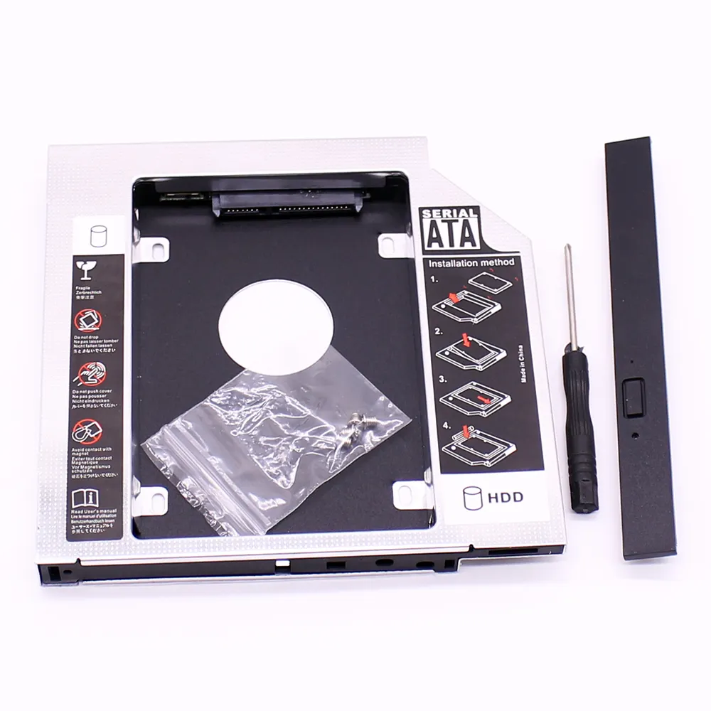 알루미늄 2nd HDD 캐디 12.7mm SATA 3.0 Optibay 하드 디스크 드라이브 박스 인클로저 DVD 어댑터 2.5 SSD HDD 캐디 노트북