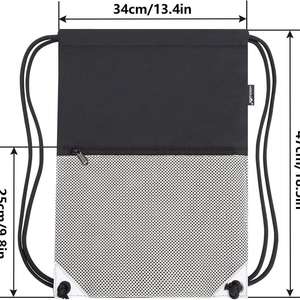 Promotion Advertising Large Capacity Custom Logo Black Zippered Mesh Waterproof Polyester Oxford <b>Drawstring</b> <b>Backpack</b> for Sports - Product Image 3