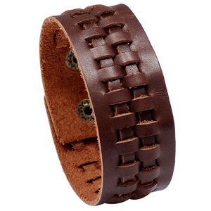 Pulsera de Cuero con Hebilla Ancha y Remaches Estilo Punk, Brazalete de Cáñamo Trenzado para Hombre y Mujer, Regalo de Joyería - Product Image 1