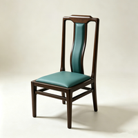 Chaise de salle à manger de style chinois en bois massif, assise rembourrée avec pieds en bois, idéale pour les restaurants, les hôtels et les salons de thé.
