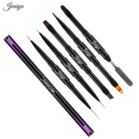 Lot de 5 pinceaux professionnels pour nail art à tête plate ovale avec manche métallique violet dégradé et stylo racloir ombré double tête