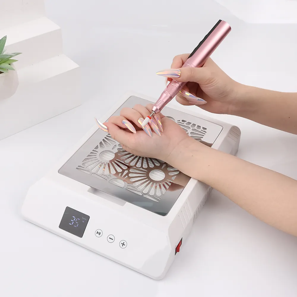 2023 New Arrival 85w Brushless Motor Portable Cordless Nail Dust Collector Rechargeable HD Display Rotary Speed