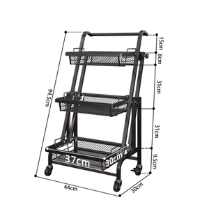 Carrito <span class=keywords><strong>de</strong></span> Supermercado Multifuncional <span class=keywords><strong>de</strong></span> 3 Niveles, con Ruedas con Frenos, Plegable, para Uso Comercial - Product Image 4
