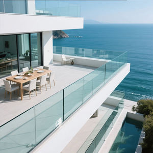 Profilé <span class=keywords><strong>de</strong></span> balustrade en aluminium en U pour <span class=keywords><strong>extérieur</strong></span>, pour balcon, compatible avec verre feuilleté 12-20mm, 6+6mm, 8+8mm, pour clôture et main courante - Product Image 1