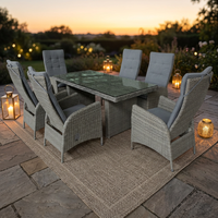 Joyeleisure Ensemble de 7 meubles de patio en aluminium tressé, table et chaises de salle à manger d'extérieur