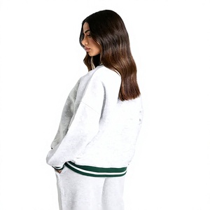 Sudadera de cuello redondo con contraste de canalé, estilo moderno para invierno 2026, con bordado personalizado, de algodón y forro polar, estilo oversize, fabricada por OEM, marca privada. - Product Image 2