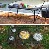 Table de camping pliable en maille métallique 2-en-1, 60x40 cm, en alliage d'aluminium, charge 30 kg, pour pique-nique, barbecue et jardin