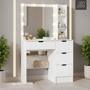 Table <span class=keywords><strong>de</strong></span> toilette moderne avec miroir et <span class=keywords><strong>tiroirs</strong></span> pour chambre à coucher - Product Image 1