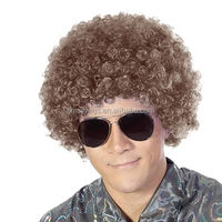 Perruque Afro Synthétique Réglable et Moelleuse pour Hommes et Femmes, Idéale pour Cosplay, Anime, Fêtes d'Halloween, Perruques Fantaisie Amusantes, Transparente, Petite Taille 120%