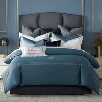 Drap de lit de style européen, couette de luxe, logo brodé, ensemble de literie d'hôtel en coton personnalisé