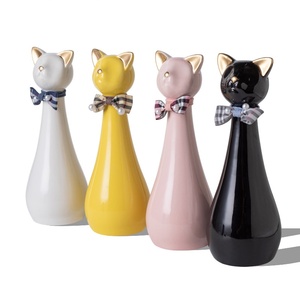 Urna para Animais de Estimação em Cerâmica Brilhante em Formato de Gato com Laço Xadrez, Recipiente Memorial Selado e à Prova de Umidade para Cinzas de Gatinhos - Product Image 5