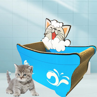 OEM Vente en gros Lit pour chat en carton durable, antidérapant et anti-poussière, avec griffoir intégré, en forme de baignoire