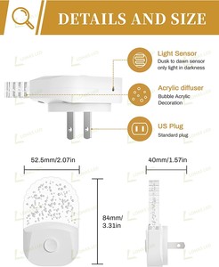 Veilleuses LED dynamiques LOHAS RGB à économie d'énergie 0,5W avec capteur crépusculaire pour salle de jeux et chambre à coucher - Product Image 6