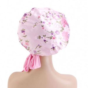 Bonnets en satin personnalisés pour femmes, motifs floraux, bonnets Ankara, bonnets de créateur en satin avec lien - Product Image 3